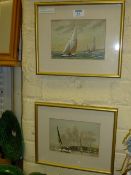 Racing dinghies, pair watercolours signed and dated George S Fraser 1956
