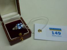 White Gold Tanzanite and diamond ring stamped 375
