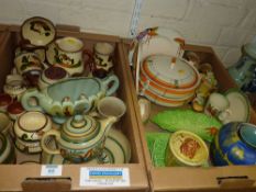 Devon moto ware and other ceramics in two boxes