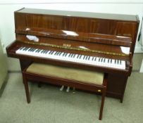 Petrof mahogany cased upright piano, overstrung with stool - mint condition
