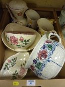 Edwardian Maling chamber pot and a collection of other Maling lustre pottery in one box