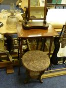 Edwardian cross banded mahogany occasional table, small Victorian mahogany dressing table mirror and
