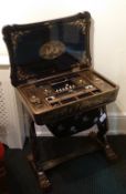 19th Century Anglo Chinese gilded black lacquered work table
