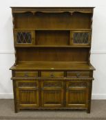 Old Charm medium oak dresser and plate rack with display cupboards