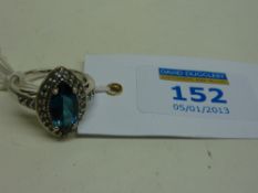 Blue topaz and marquise ring stamped 925