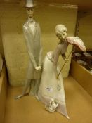 Lladro group of a Gentleman and a Lady with Parasol 50cm