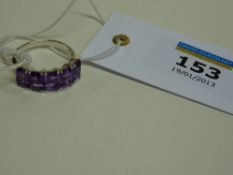 Five stone amethyst dress ring stamped 925