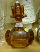19th Century Bohemian amber overlaid cut crystal scent bottle engraved with a dog, two deer and
