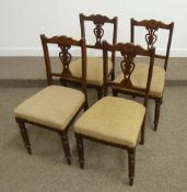 Set four Edwardian walnut side chairs