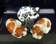 Royal Crown Derby paperweight - three figures 'Misty' and 2 x 'Puppy'