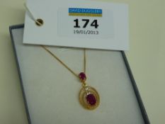 Ruby and topaz pendant stamped 925