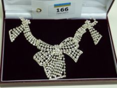Crystal diamante bow necklace and earrings