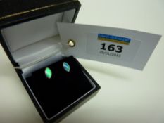 Pair of blue opal earrings stamped 925