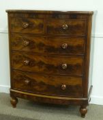 Victorian mahogany bow front chest of two short and three long drawers