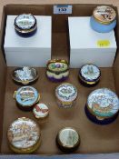 Eleven assorted enamel boxes