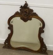 French Rococo carved walnut wall mirror