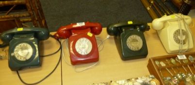 Four 1960's coloured telephones