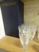 Set of seven Waterford heavy cut crystal wine goblets 15.5cm