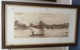 River Scene and Country Scene, pair of etchings by W Fabuelli