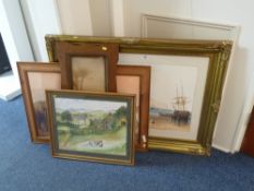 Scarborough print after Carmichael, David Shepherd print and three other pictures