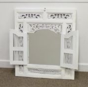 French style white painted mirror with shutter doors