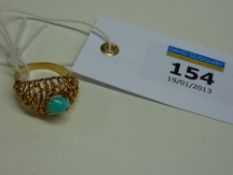 Turquoise modernist ring stamped 14ct