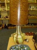 Vintage/retro glass floor lamp with parchment design shade 133cm overall