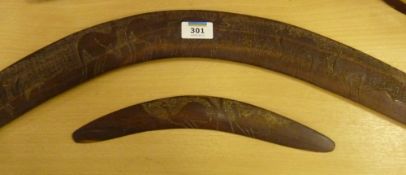 Two Aboriginal boomerangs