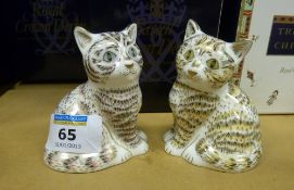 Royal Crown Derby paperweights - two kittens 'Thomas' and 'Tabatha'