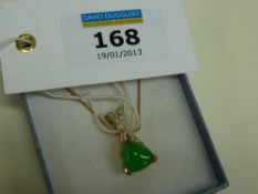 Jade and diamond pendant stamped 585