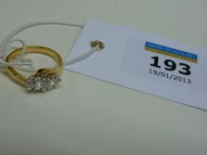 Three stone diamond ring hallmarked 18ct
