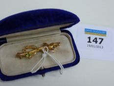 Peridot bar brooch stamped 9.375 in original box