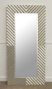 Large full height wall mirror in silvered frame, 185cm high