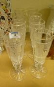 Set of eight Waterford heavy cut crystal wine flutes 18cm
