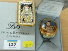 Two Bilston & Battersea enamel boxes to celebrate 450th anniversary 'The Coronation of Queen