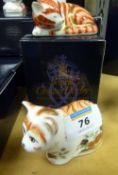 Royal Crown Derby paperweights - two kittens 'Spice' and one other