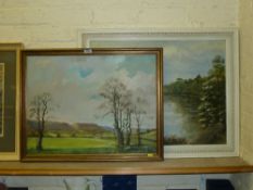 'Winter Sunshine Hackness' oil on canvas signed and titled by Don Micklethwaite and 'The Pond