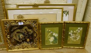 Collection of Oriental panels and watercolours