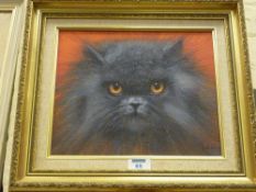 Portrait of a Cat oil on board by Mike Nance