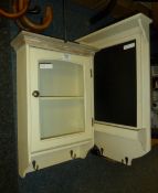 Small painted wall cabinet and a memo board