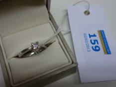 Princess cut solitaire diamond ring hallmarked 18ct, white gold