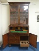 Early 19th Century figured mahogany secretaire bookcase 117cm overall x 238cm high