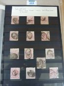 Stock page of 1867/7 Queen Victoria 5 Shilling stamps - 13 stamps