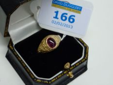 'Graduation' ring set with en-cabochon ruby