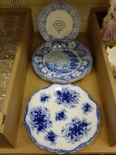 Blue printed Albion pattern "Heck Sunday School 1860", Brameld plate, palette border plate, '