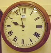 Edwardian single fusee wall clock in walnut case