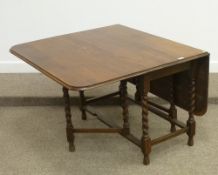 Early 20th Century oak barley twist drop leaf table