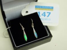 Pair of opal drop ear-rings stamped 925