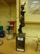 Bronze figure on marble plinth 36cm