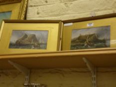 'Scarborough and Dumbarton Castles' pair of 19th Century oils on card